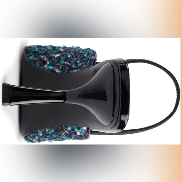 Karl Lagerfeld Women's Tweed Slingback Heels - Black and Blue - Picture 2 of 5
